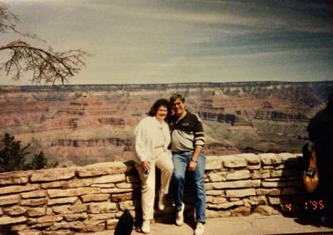 Sue and her husband at the Grand Canyon
