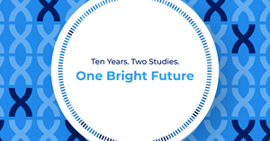 Graphic with test reading ten years, two studies, one bright future