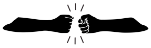 Illustrated image of two hands fist bumping
