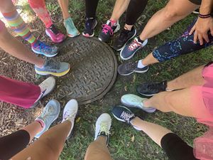 Event walkers' feet arranged in a circle