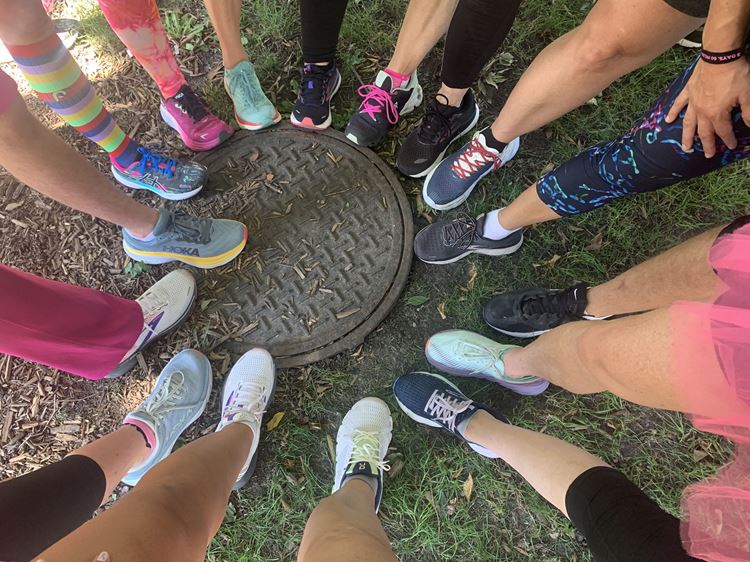 Event walkers' feet arranged in a circle