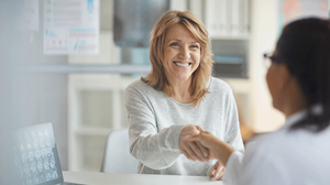 Mature patient meets with her doctor