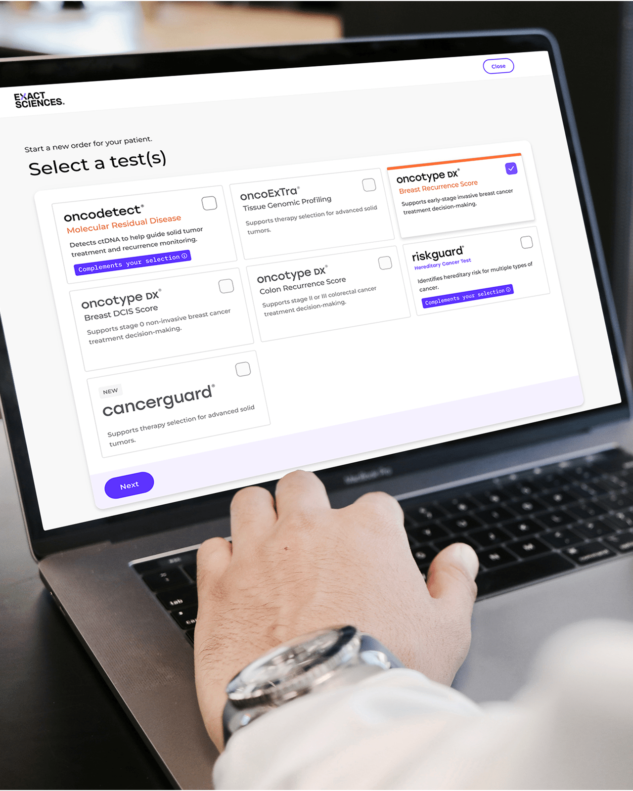 Provider on a laptop looking at the multi-product ordering screen in the Provider Hub.