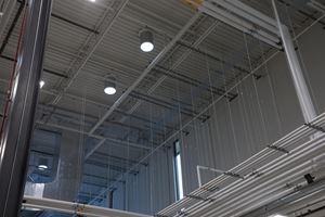 Natural Light: Natural light is harvested using 96 solar tubes to illuminate Nexus One’s warehouse space. Daylight sensors then measure the amount of natural light present and dim the main LED overhead lights as needed to optimize energy performance. The result is a consistently and evenly illuminated space that conserves power when the sun is shining.